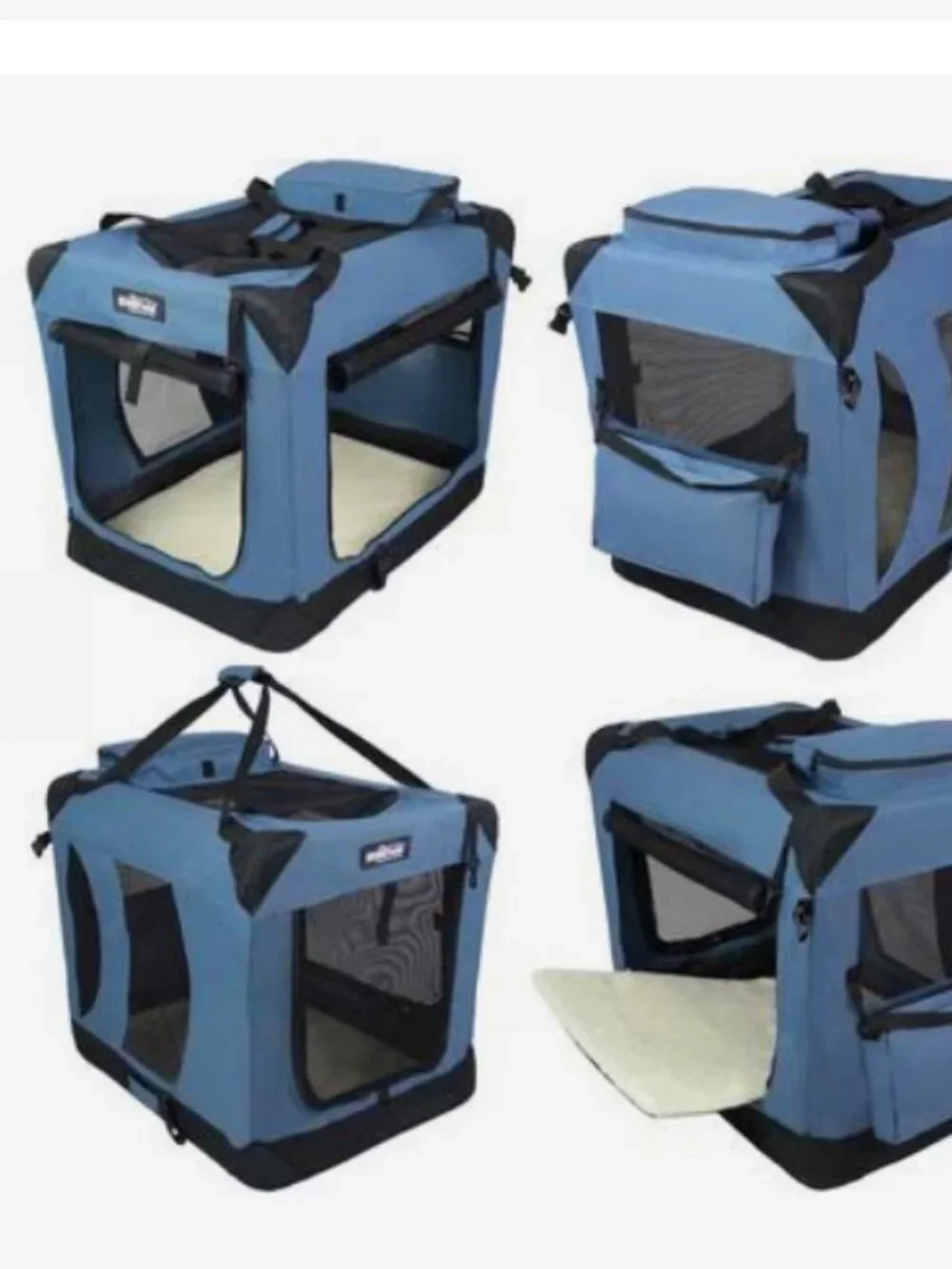 EliteField 3-Door Collapsible Soft-Sided Dog Crate, Blue Gray, 20 inch